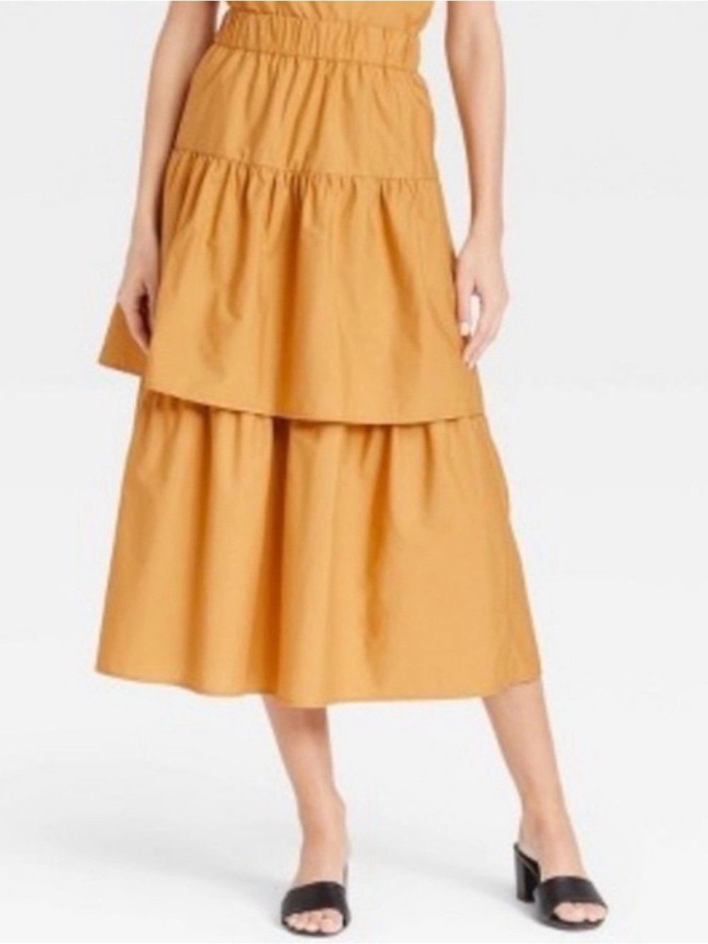 Who what where Tiered Midi Skirt in Mustard - Women